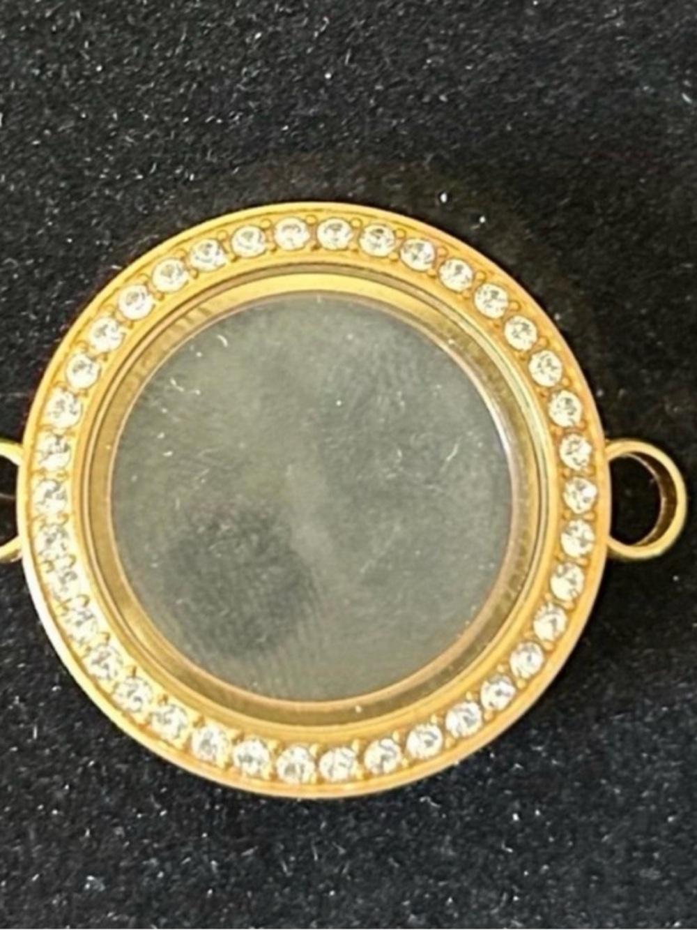 Origami Owl Gold Tone Crystal Round Memory Locket